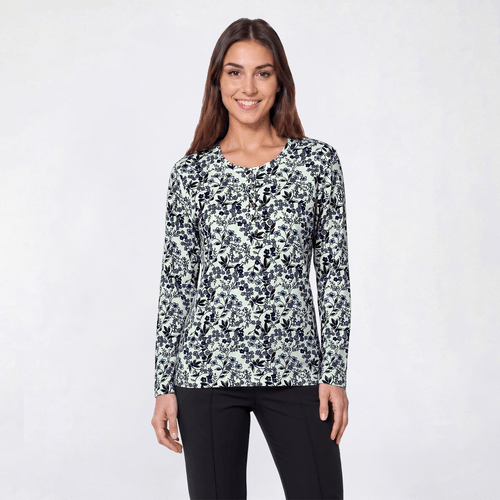 Petite Hasting & Smith Long Sleeve Viney Floral Henley Tee alternate view